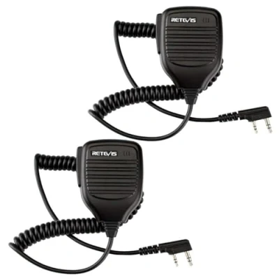 Afbeelding van Retevis Tweeweg Draadloze Luidspreker Microfoon, 2 Pins, Radioapparatuur Professionele, Compatibel Met Baofeng UV 5R ESynic Proster Nestling RT24 RT24V RT27 RT617 RB619 (2 St)