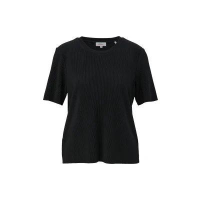 Afbeelding van s.Oliver MIT Plisseefalten Tshirt print, Dames, Maat: 32, Schwarz