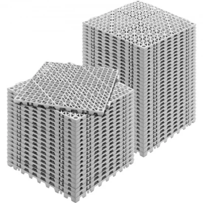 Afbeelding van VEVOR In elkaar grijpende tegels 50 st. vloertegels drainage vloertegels, 30 x cm buiten vierkante terras PVC badkamer, zwembad, toilet, grijs