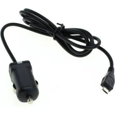 Afbeelding van USB Micro B autolader met vaste kabel 2,4A / zwart 1,1 meter