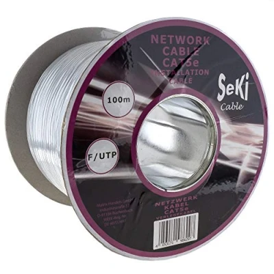 Afbeelding van SeKi Netwerkkabel Cat. 5e 100m F/UTP, installatiekabel LAN Ethernet kabel Cat5E datakabel volgens BauPVO, 313464
