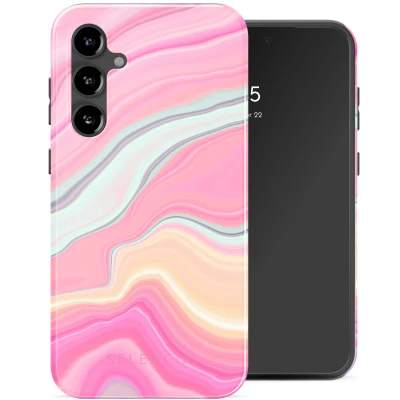 Afbeelding van Selencia Hoesje Geschikt voor Samsung Galaxy S23 FE Vivid Backcover Pastel Lipstick Marble