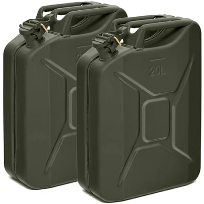 Afbeelding van BW® Brandstofjerrycan, metaal, jerrycan, 2 x 20 liter, bronsgroen, RAL 6031 F9, TÜV getest en VN goedkeuring, Made in Europe