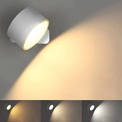 Afbeelding van Anmossi Oplaadbaar Muurlampen,4.5W LED Wandlamp voor Binnen,Dimbaar Batterij Wandlamp,Aanraakbediening,360Rotatie,3 Niveaus van Helderheid en 3 Kleurtemperaturen,voor Woonkamer,Slaapkamer,Hal(Wit)