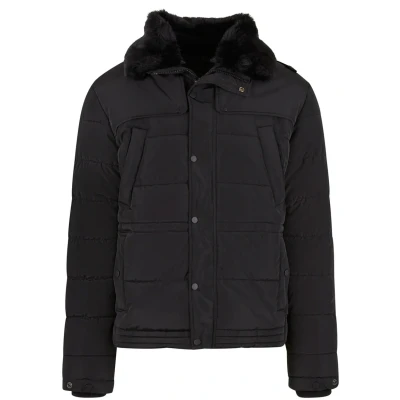 Afbeelding van Urban Classics Winterjas voor heren, met afneembare bontkraag, warme pufferjas regular fit, zwart, 5XL