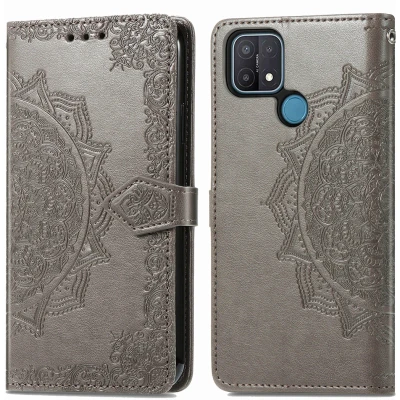 Afbeelding van Oppo A15 Hoesje Kunstleder iMoshion Bookcase Grijs Telefoonhoesje