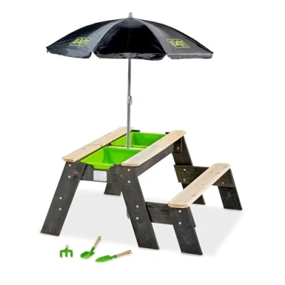 Afbeelding van EXIT Aksent zand , water en picknicktafel (1 bankje) met parasol tuingereedschap