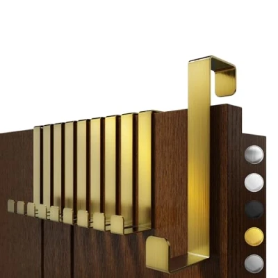 Afbeelding van 4smile Deurhaken om op te hangen set van 10, kleur goud solide kapstok deur voor het hele appartement, flexibele haken hangen, belastbare deurhakenlijst, universele deurkapstok
