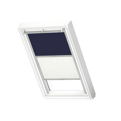 Afbeelding van VELUX Origineel Verduisterend Rolgordijn Plus Plissé (DFD), Zilveren Kozijn, PK04, Donkerblauw