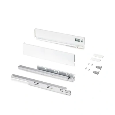 Afbeelding van Emuca Lade kit voor keukens of bad, hoogte 93 mm, diepte 450mm, 30Kg, zachte sluiting, Panelen niet meegeleverd, Staal, Wit