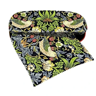 Afbeelding van Fridolin Brillenkoker set &quot;William Morris aardbeidief&quot; met brillenpoetsdoek, Meerkleurig, Eén maat