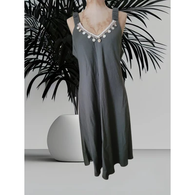 Afbeelding van Dames Boho jurk army One size 38 t/m 42