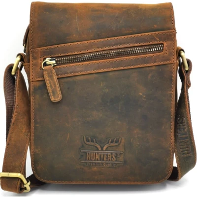 Afbeelding van Hunters Schoudertas met lange omslag Buffelleer klein formaat (bxhxd) ca. 17cm x 20cm 5cm