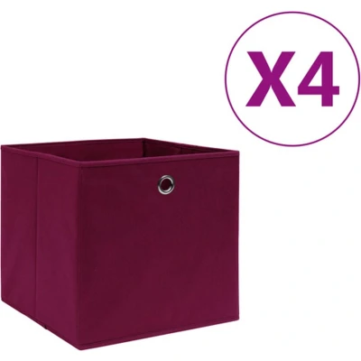 Afbeelding van Opbergboxen 4 st 28x28x28 cm nonwoven stof donkerrood