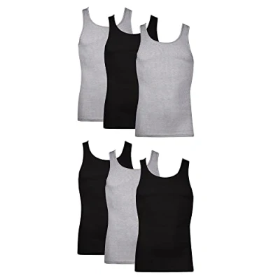 Afbeelding van Hanes Onderhemden, 6 stuks, katoen, tanktops, heren, vochtafvoerend, geribbeld, lichtgewicht 3XL