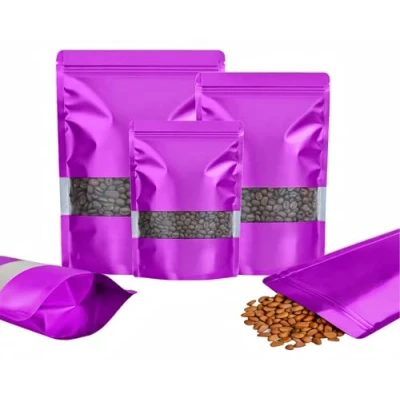 Afbeelding van Rimiko 50 stuks Hersluitbare Mylar Stazak, Ritssluiting Plastic Zakjes voor Voedsel, Rits Aluminiumfolie Zakken met Doorzichtig Venster, Ziplock Kleurverpakking (Paars, 16x24 cm)