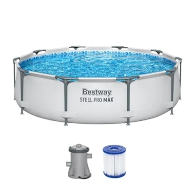Afbeelding van Bestway Steel Pro MAX Frame Zwembadset met filterpomp Ø 305 x 76 cm, lichtgrijs, rond
