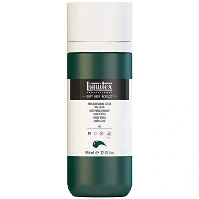 Afbeelding van Liquitex 1946317 Professionele Acrylverf Soft Body Kunstenaarsverf in romig dekkende consistentie, hoge pigmentatie, lichtecht &amp; verouderingsbestendig, 946ml fles Phthalo Green (Blauwtint)