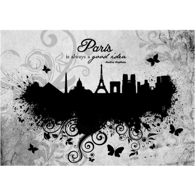 Afbeelding van Fotobehang Paris Is Always a Good Idea Black and White Vliesbehang