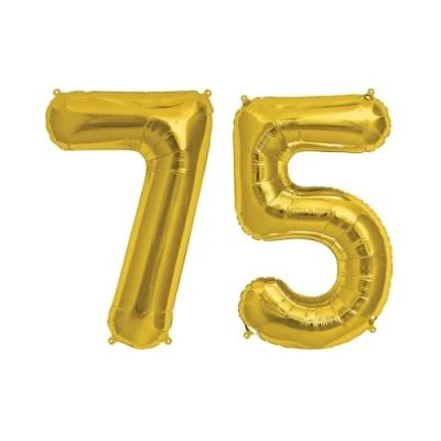 Afbeelding van Gouden cijfer 75 folieballon, 101 cm