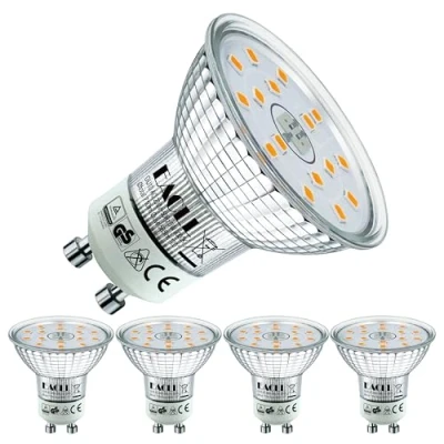 Afbeelding van EACLL GU10 LED warm wit 4,7 W vervangt 70 halogeenlampen, verpakking van 4. 535 lumen 2700 K lampen, AC 230 V flikkervrije spot, stralingshoek 120 niet dimbare reflectorlampen