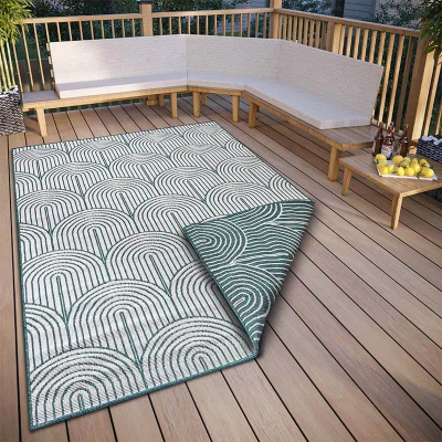 Afbeelding van Buitenkleed Flatweave 80x150cm Groen Grafisch Vloerkleed 123vloerkleed.nl is de online webshop voor vloerkleden en woonaccessoires.