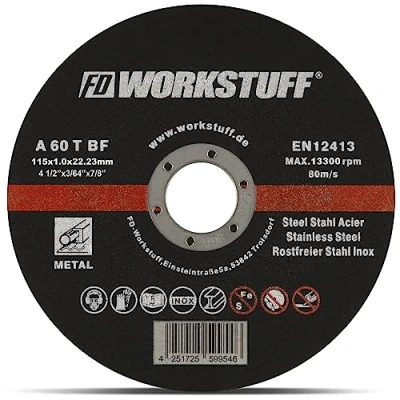 Afbeelding van Professionele flexschijven, 10 stuks, Ø 115 mm, 1 mm dun, voor flex, doorslijp en haakse slijper, inox, doorslijpschijven, by FD Workstuff