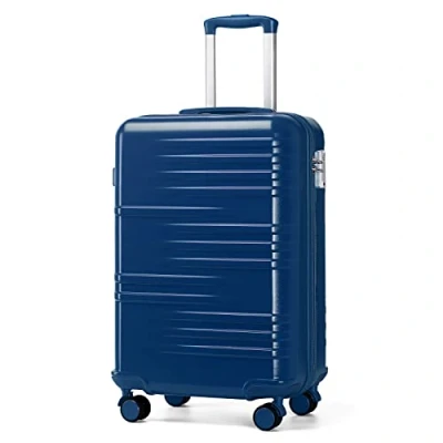 Afbeelding van British Traveller Koffer Handbagage Trolley ABS+PC Lichtgewicht Reiskoffer met 4 Wielen, 54cm 34L, Blauw