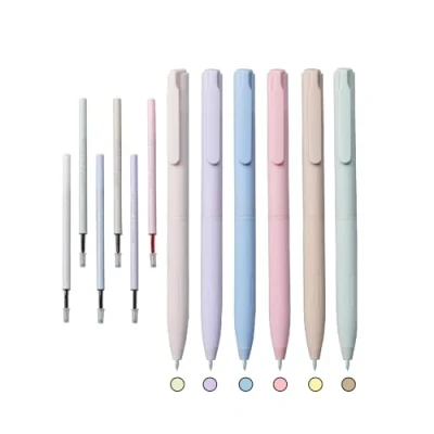 Afbeelding van TECKI Farbige Kugelschreiber, 0.5mm Gelstifte, Weicher Fineliner, Ästhetisches Schulmaterial, Scrapbooking Zubehör, Notizen Machen, Zeichnen (Morandi 6 Farben)