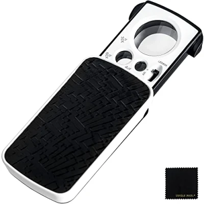 Afbeelding van Uittrekbare Pocket Vergrootglas 30X 60X 90X met Verlichte LED UV Licht Zwart Draagbare Handheld Oogloep Lens voor Sieraden Diamanten Edelstenen Munten Stempels Rotsen Planten Home