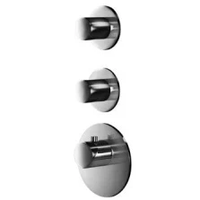 Afbeelding van SB AESTHETICS Round Inbouw thermostaatkraan met 2 uitgangen / x stopkraan chroom 1208954946