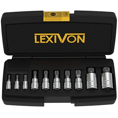 Afbeelding van LEXIVON XZN Triple Square Spline Bit Socket Set, Premium S2 Alloy Steel 10 Piece European Style M4 M18 Set Enhanced Storage Case (LX 145)