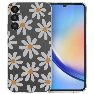 Afbeelding van Samsung Galaxy A34 (5G) Hoesje Siliconen en TPU (zacht) iMoshion Softcase/Backcover Daisy Flower Telefoonhoesje