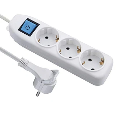 Afbeelding van Electraline 62442 stekkerdoos met 3 stopcontacten en schakelaar ON/FF, kabel m, deel 3G1.5, extra vlak, wit