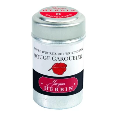 Afbeelding van J. Herbin 20122T inktpatronen doos met 6 patronen voor standaard vulverpakking, bessenrood