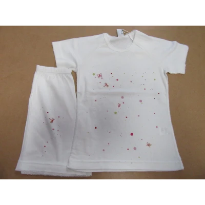 Afbeelding van Petit Bateau Zomer pyjama Meisje Wit Vlinder Stip 8 jaar 126
