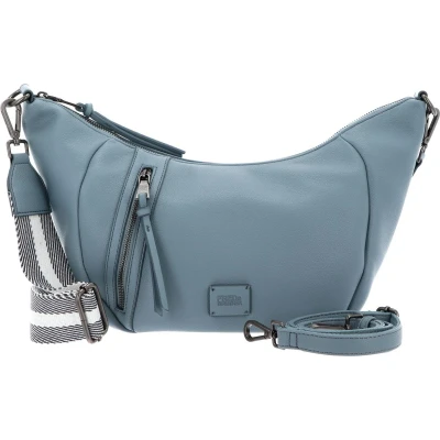 Afbeelding van FREDsBRUDER Leren Schoudertas Bestie Banana Bag Dusty Blue Lichtblauw
