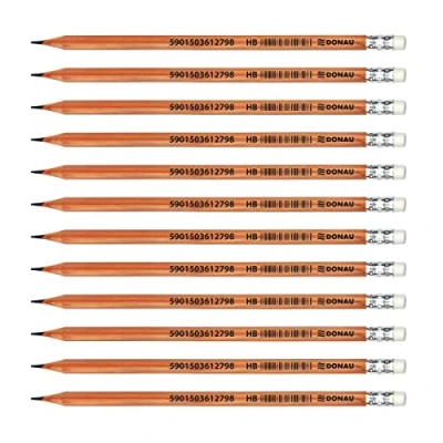 Afbeelding van OFFICER PRODUCTS DONAU 7388001PL 99 potlood cederhout/HB potloden met gum, 12 stuks, zeskantige vorm, niet giftig