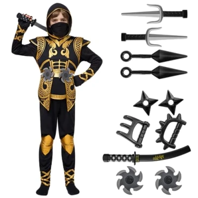 Afbeelding van Spooktacular Creations Gouden Ninja kostuum voor kinderen (3 4 jaar)