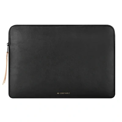 Afbeelding van Comfyable Slanke laptophoes 14 in compatibel voor MacBook Pro inch M1 2021 A2442, oude versie 13 13.3 &amp; Air, PU lederen hoes tas waterdichte Mac, Zwart