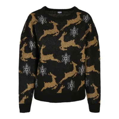 Afbeelding van Urban Classics Oversized Christmas Trui, Dames, Maat: Medium, Blackgold