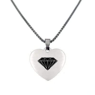 Afbeelding van Ketting RVS Hart Zilver Diamant