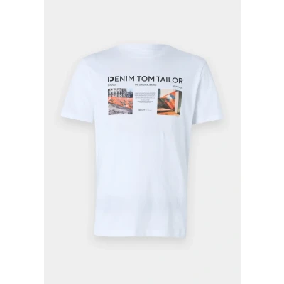 Afbeelding van TOM Tailor Denim Photo Tshirt print, Heren, Maat: Medium, White