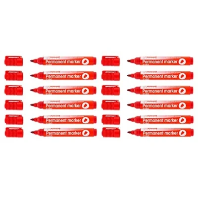 Afbeelding van D.RECT 2160 permanent marker waterbestendig met ronde punt voor veel oppervlakken 12 stuks rood