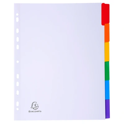 Afbeelding van Exacompta ref. 4306E Witte tabbladen 160g/m2 FSC® met 6 kleurneutrale tabs versterkt en gelamineerd Afdrukbare indexpagina Formaat A4 Maxi