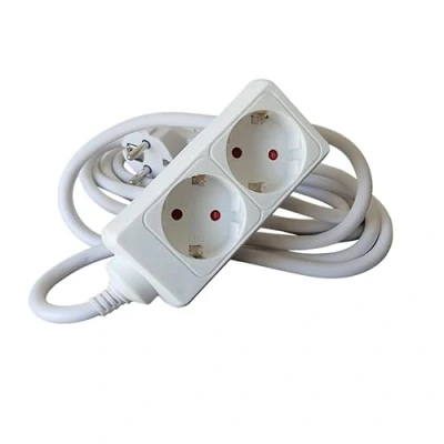 Afbeelding van Stekkerdoos, wit, 2 stopcontacten, verlenging zonder schakelaar met kabel 3G, 1,5 mm², m, Duitse stekkerdoos wit (2 mm² m)