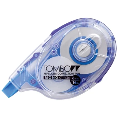Afbeelding van Tombow navulbare correctieroller Mono YXE formaat 6 mm x 16 m blauw blister met 1 stuk