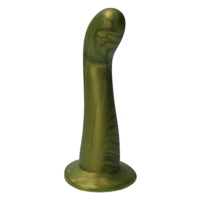 Afbeelding van Ylva &amp; Dite Swan Siliconen G spot / Anale dildo Made in Holland Olijfgeel Metallic