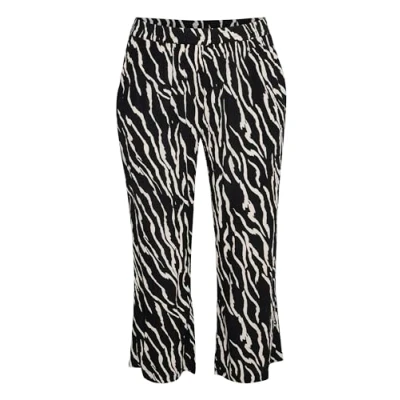 Afbeelding van Kaffe Curve Kcdala AMI Broek Black antique zebra print, Dames, Maat: 46, print