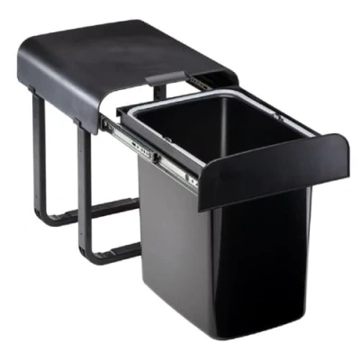 Afbeelding van Victory Inbouw afvalbak 16 liter zwart met volledig uittrekbaar vanaf 300 mm kast